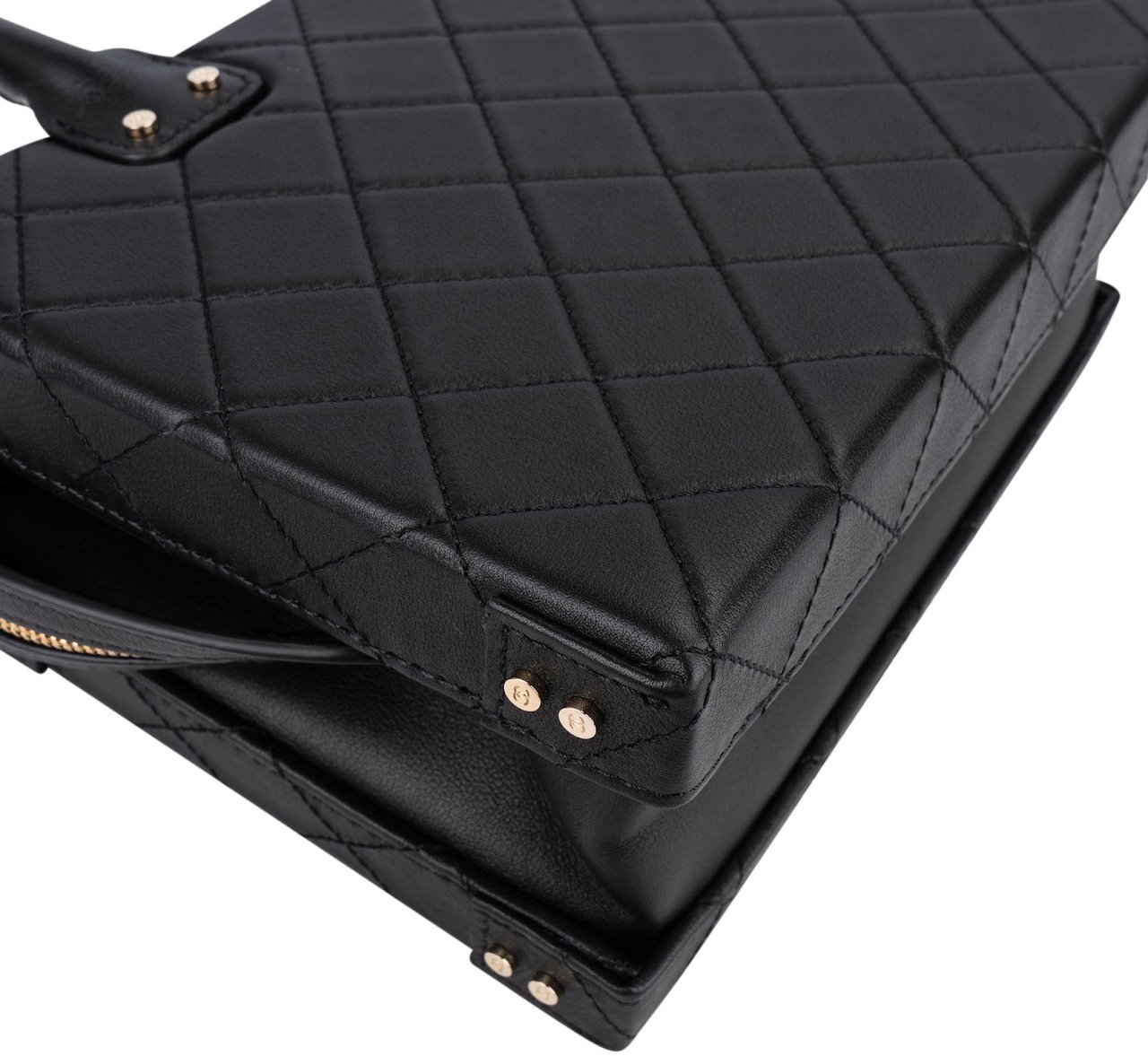 Chanel Quilted Lambskin CC Stitched Vanity Crossbody Handbag Zwart
