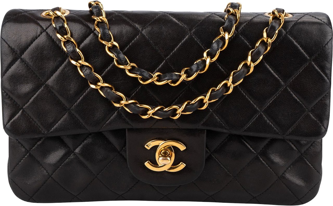 Chanel Quilted Lambskin 24K Gold Small Double Flap Shoulder Bag Bruin