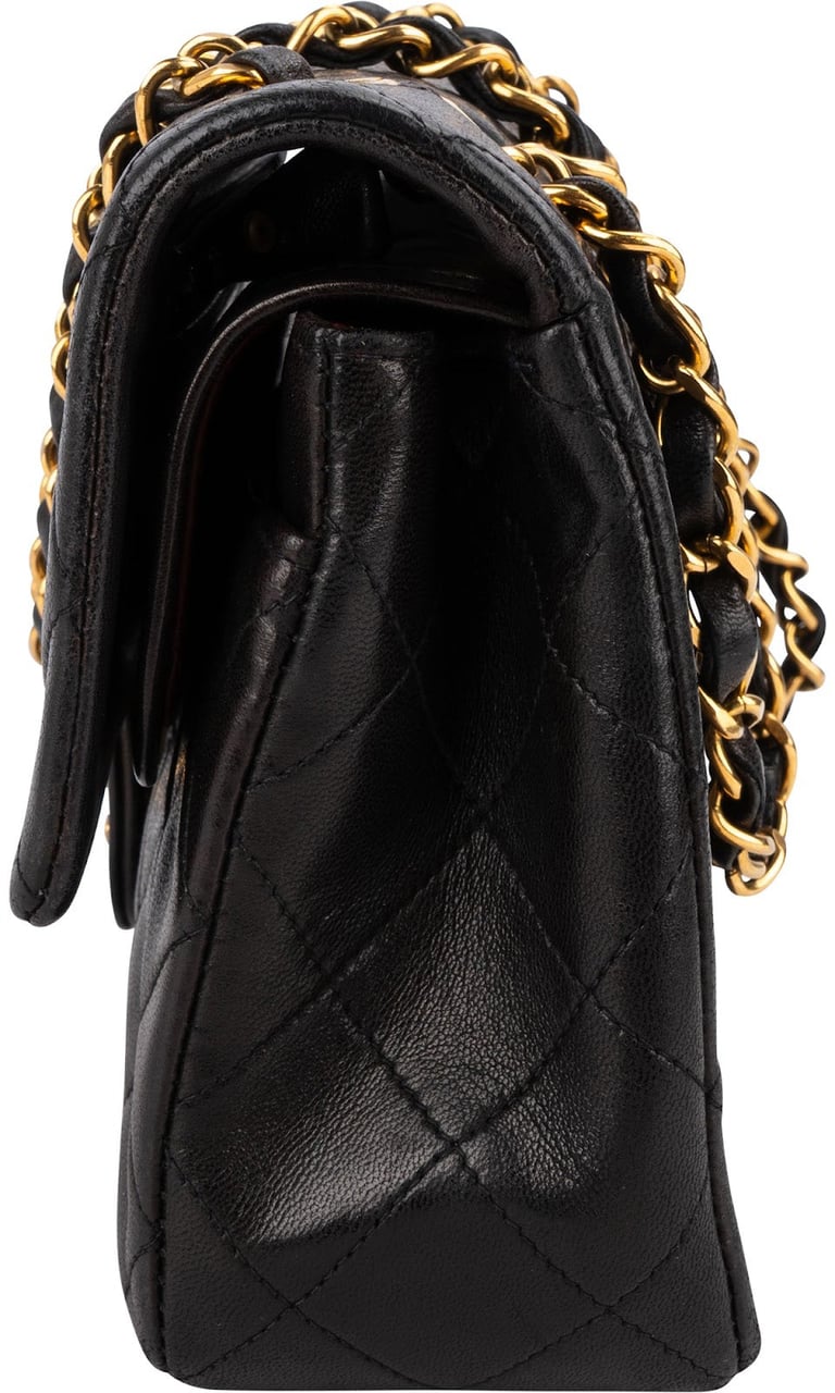 Chanel Quilted Lambskin 24K Gold Small Double Flap Shoulder Bag Bruin