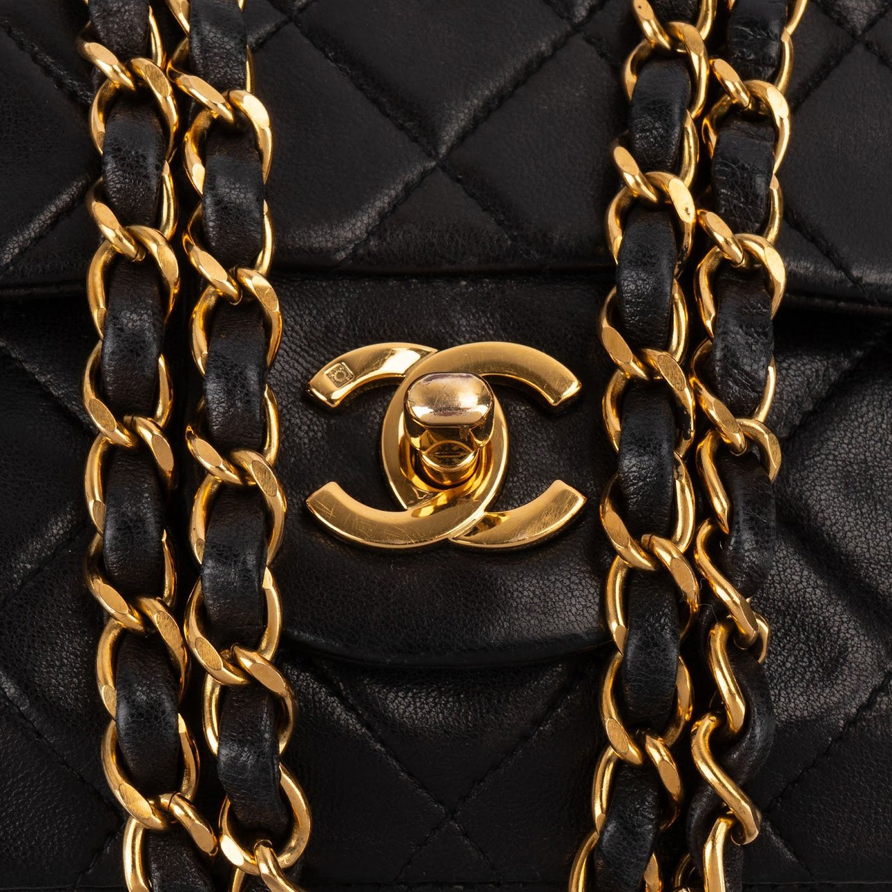 Chanel Quilted Lambskin 24K Gold Small Double Flap Shoulder Bag Bruin