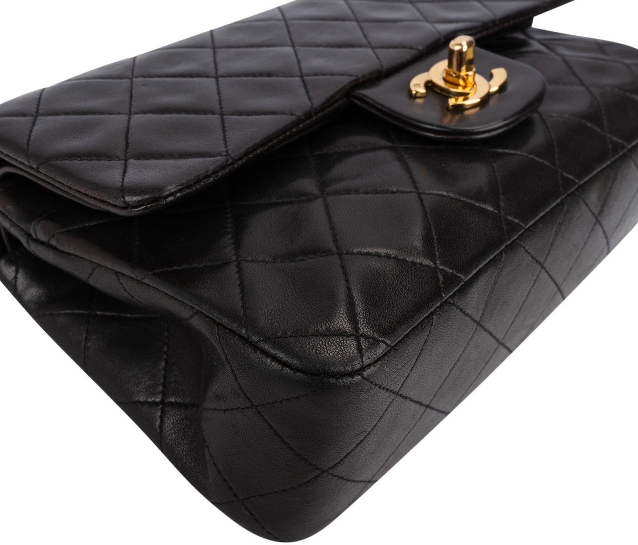 Chanel Quilted Lambskin 24K Gold Small Double Flap Shoulder Bag Bruin