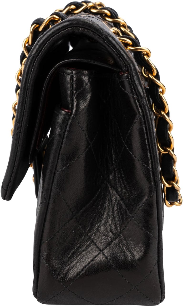 Chanel Quilted Lambskin 24K Gold Small Double Flap Crossbody Bag Bruin