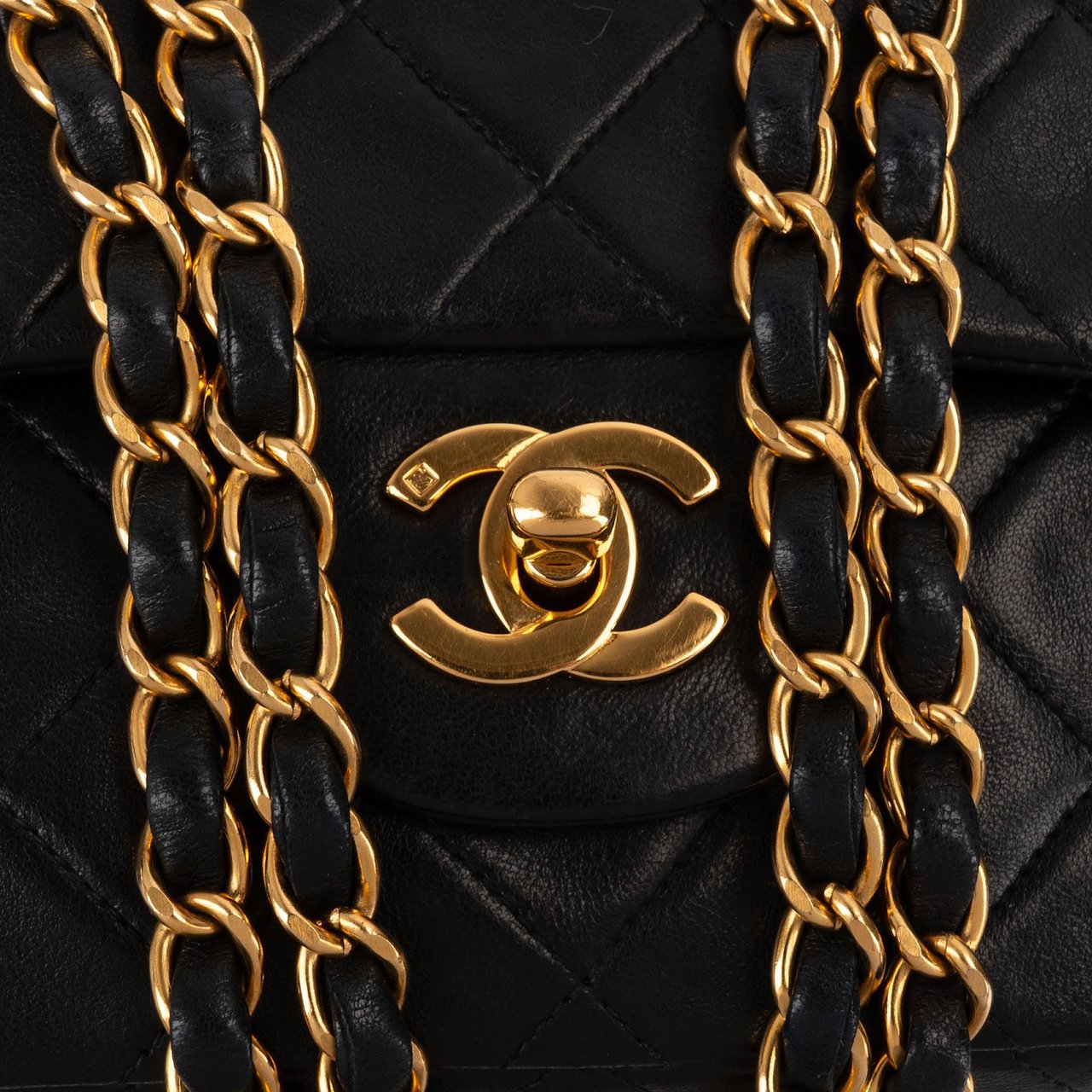 Chanel Quilted Lambskin 24K Gold Small Double Flap Crossbody Bag Bruin