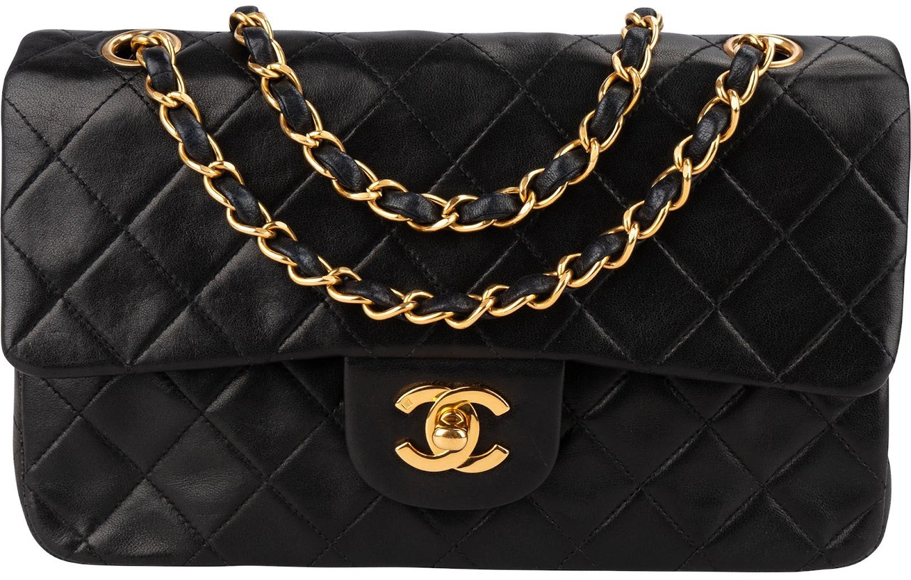 Chanel Quilted Lambskin 24K Gold Small Double Flap Crossbody Bag Bruin