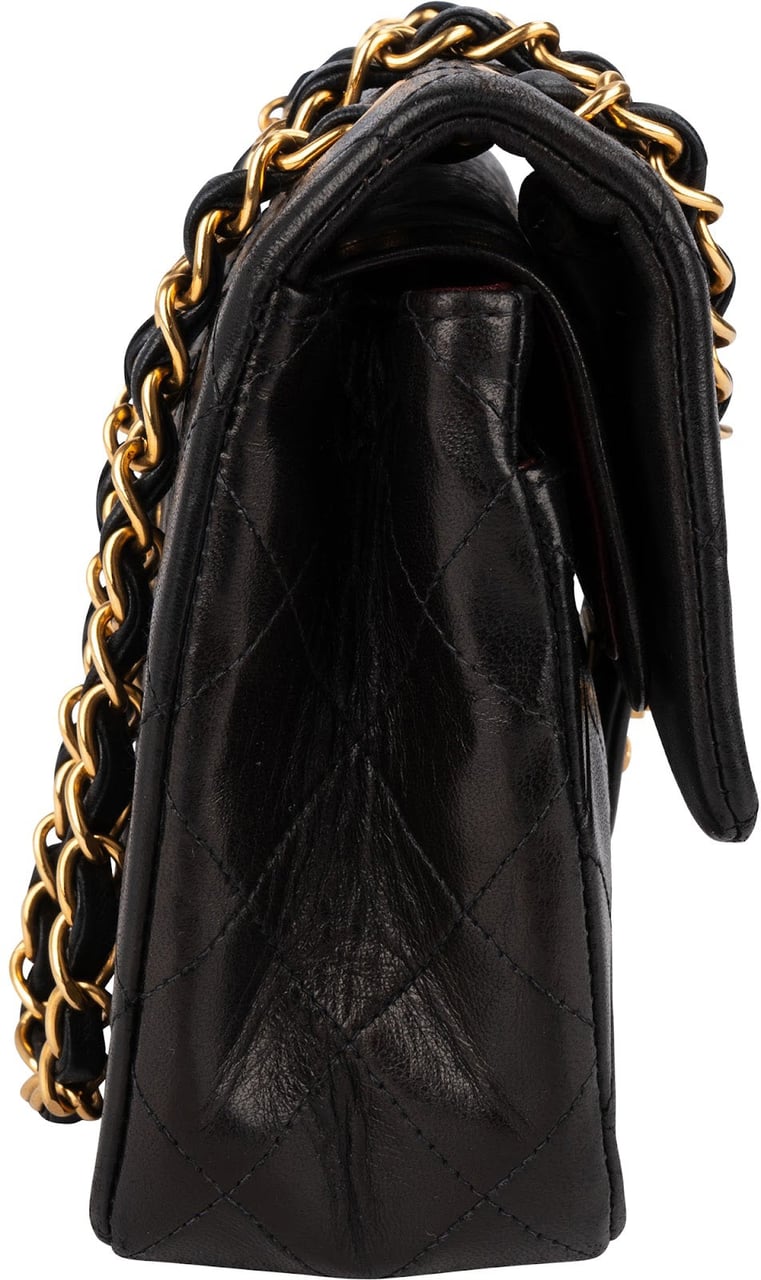 Chanel Quilted Lambskin 24K Gold Small Double Flap Crossbody Bag Bruin