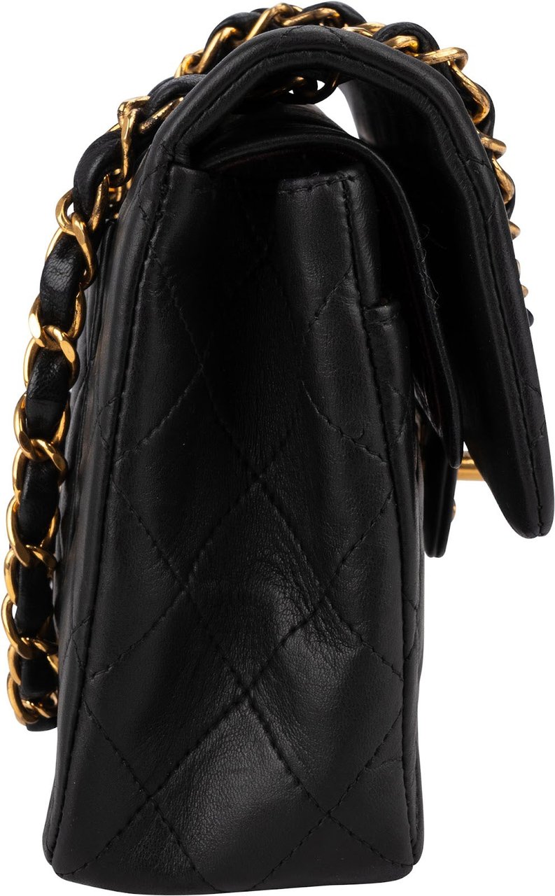 Chanel Quilted Lambskin 24K Small Double Flap Shoulder Bag Zwart
