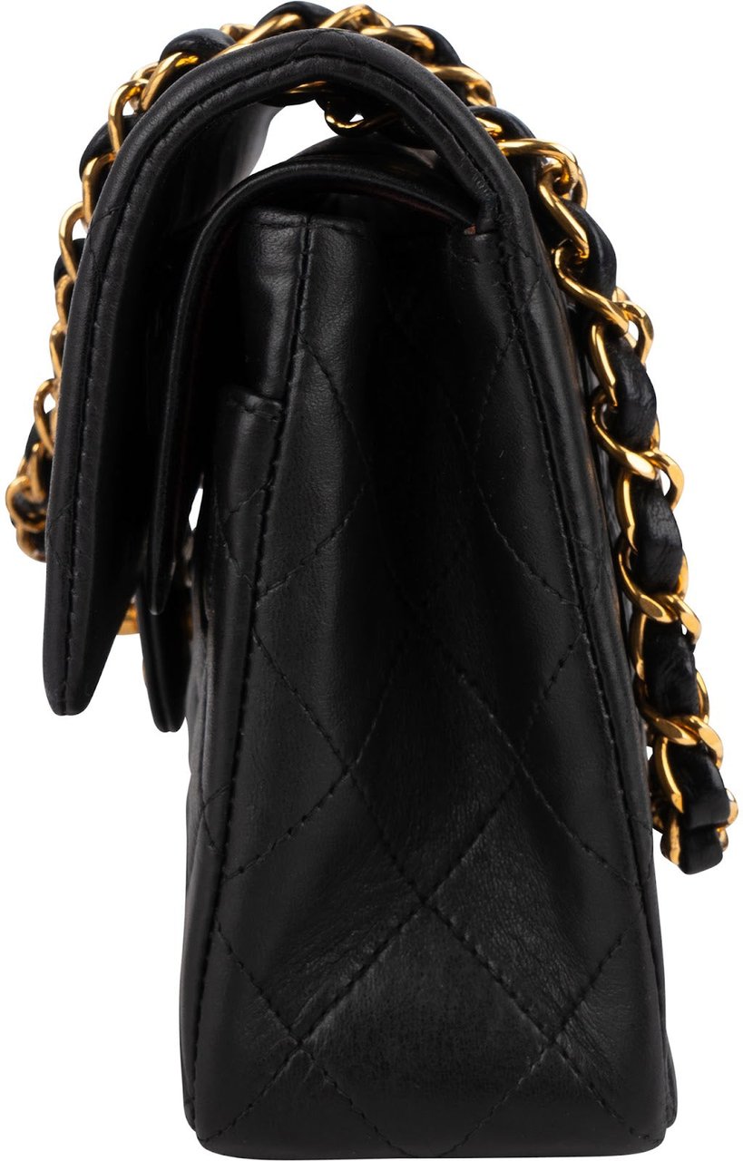 Chanel Quilted Lambskin 24K Small Double Flap Shoulder Bag Zwart