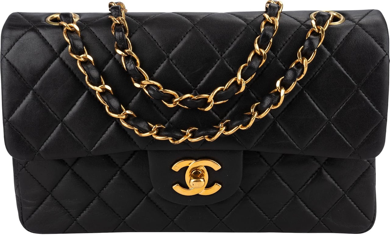 Chanel Quilted Lambskin 24K Small Double Flap Shoulder Bag Zwart
