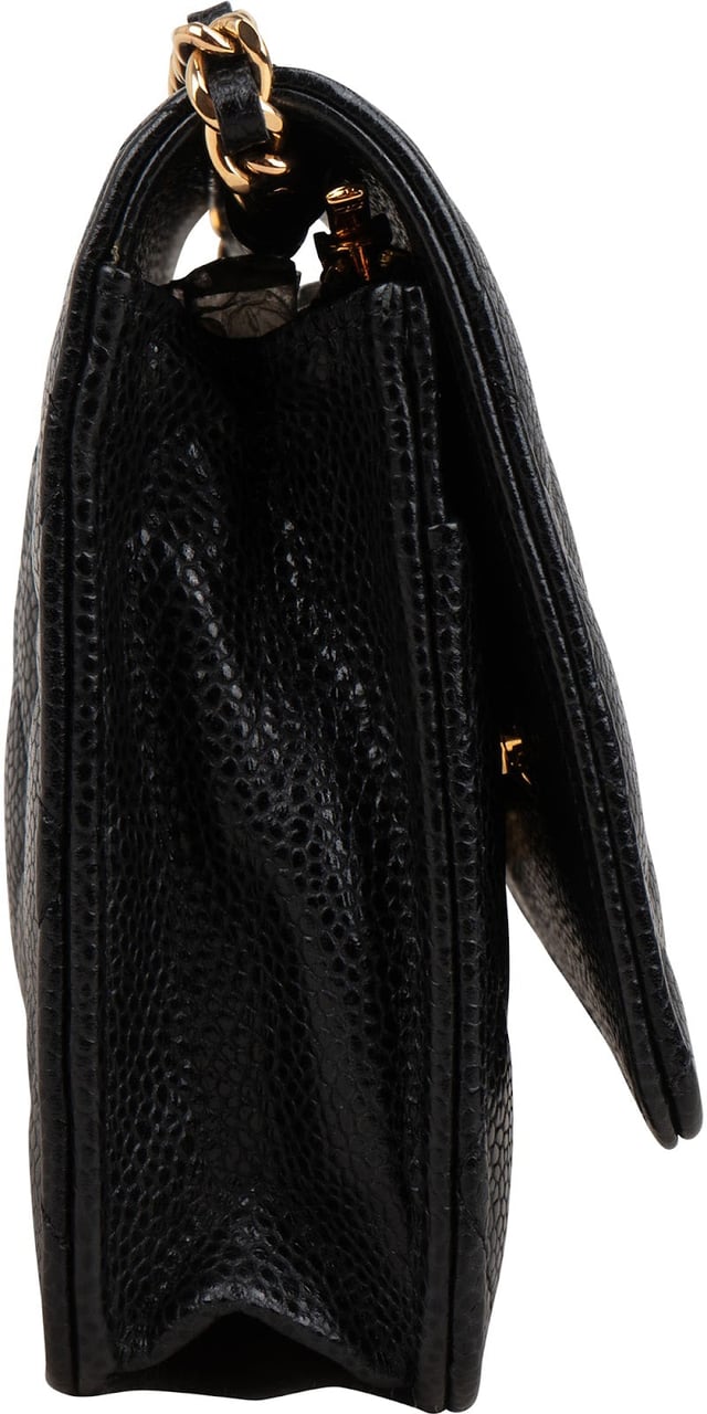 Chanel Quilted Caviar Leather Wallet On Chain Crossbody Bag Zwart