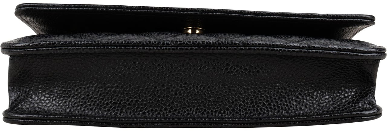 Chanel Quilted Caviar Leather Wallet On Chain Crossbody Bag Zwart