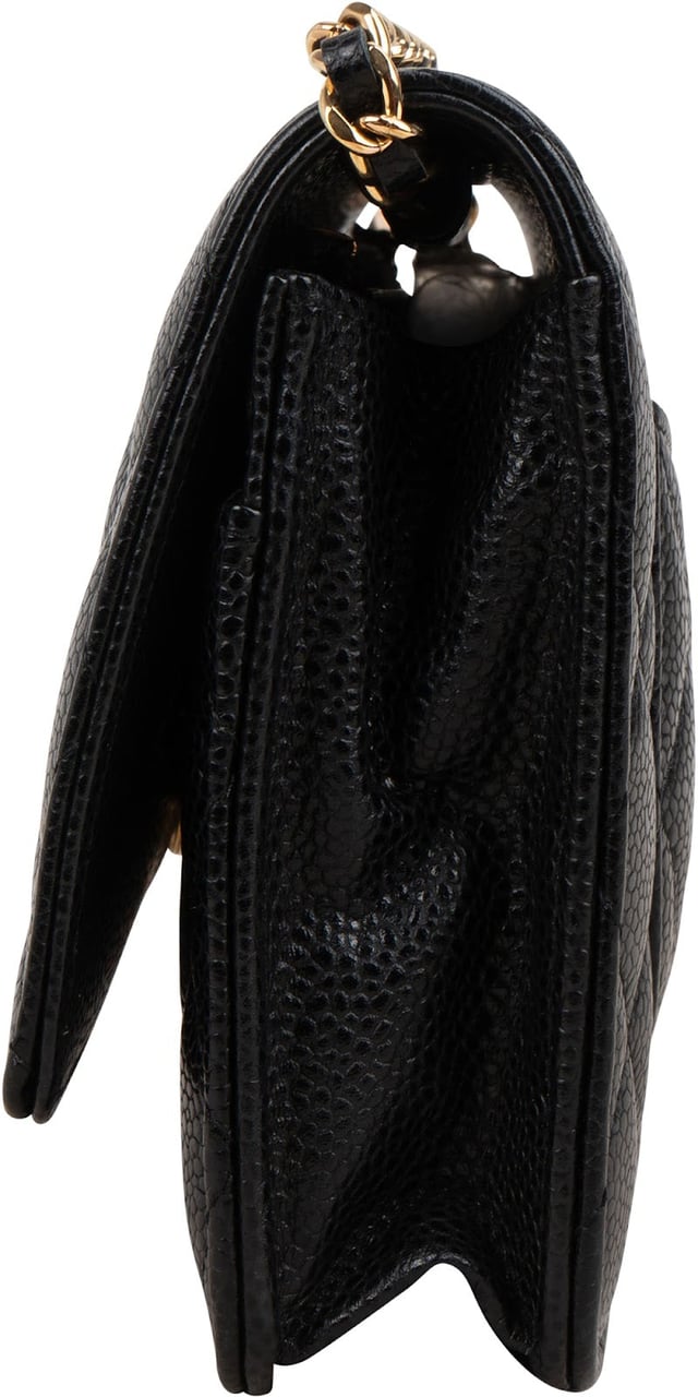 Chanel Quilted Caviar Leather Wallet On Chain Crossbody Bag Zwart