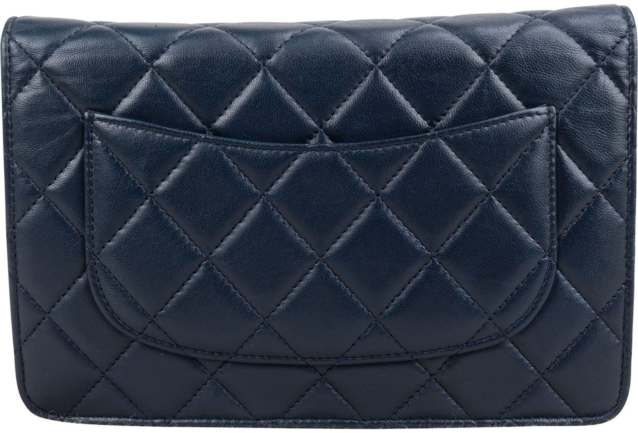 Chanel Quilted Lambskin Wallet On Chain Crossbody Bag Navy