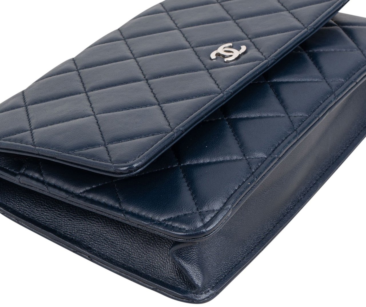Chanel Quilted Lambskin Wallet On Chain Crossbody Bag Navy