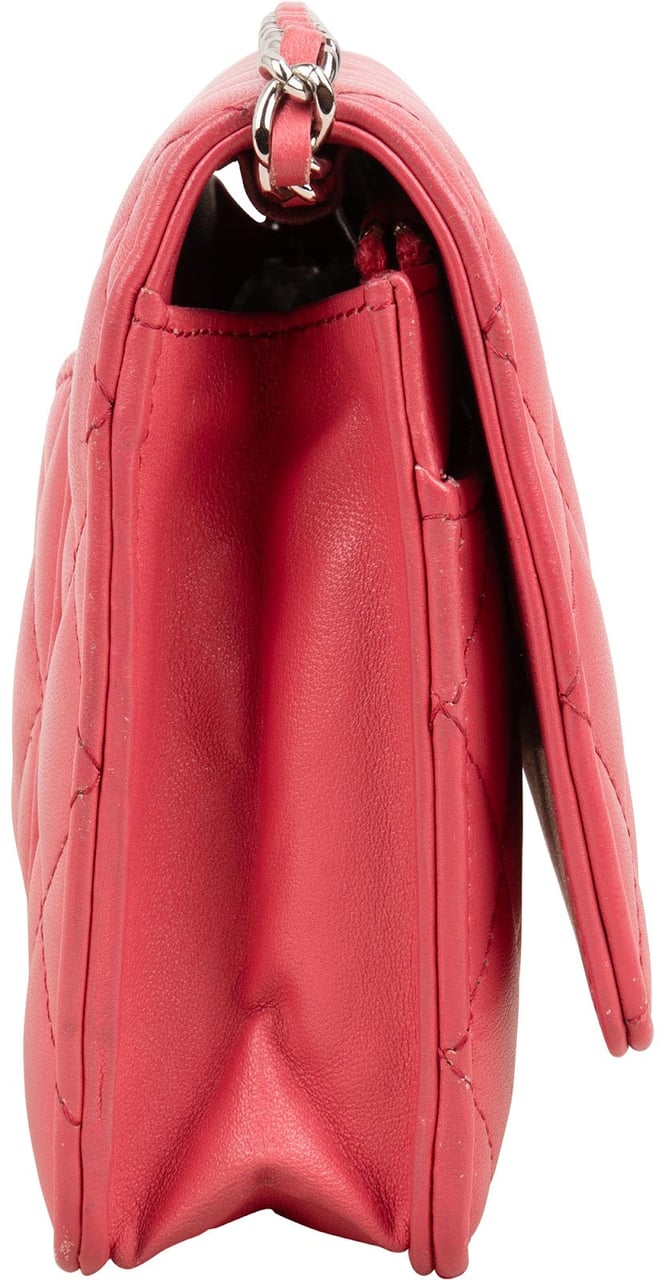 Chanel Quilted Lambskin Wallet On Chain Crossbody Bag Rood
