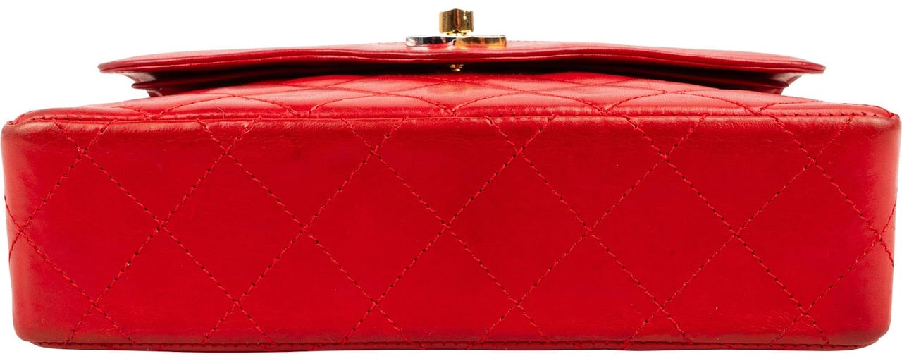 Chanel Quilted Lambskin Bicolor Double Flap Crossbody Bag Rood