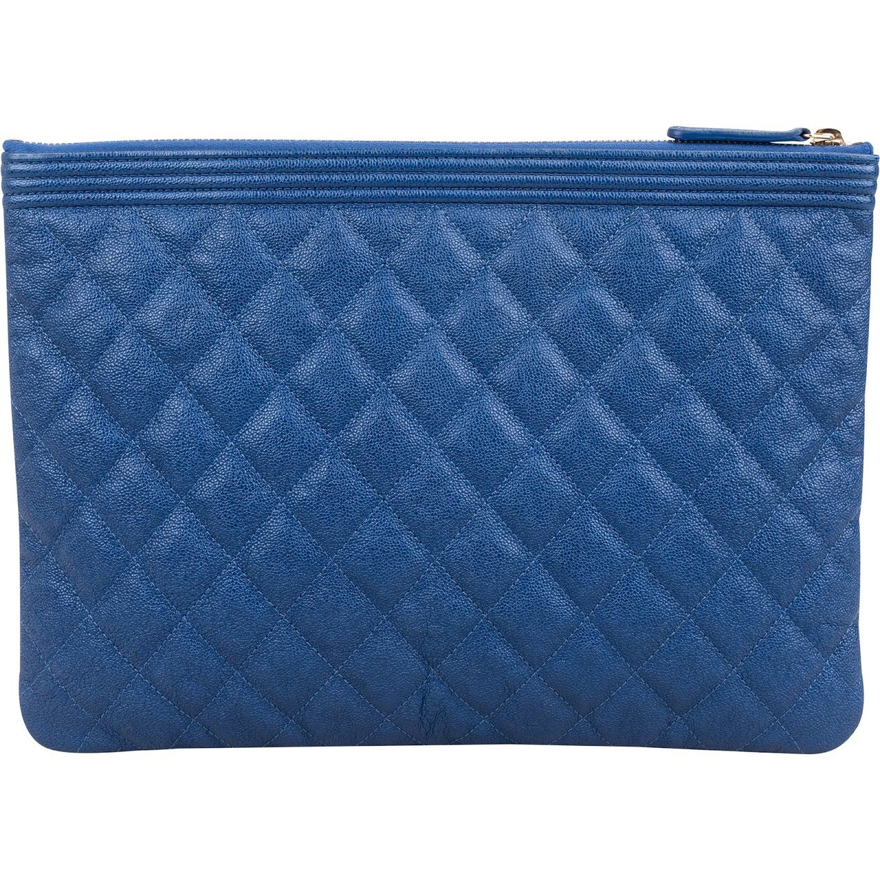 Chanel Quilted Caviar Leather CC Boy Clutch Blauw