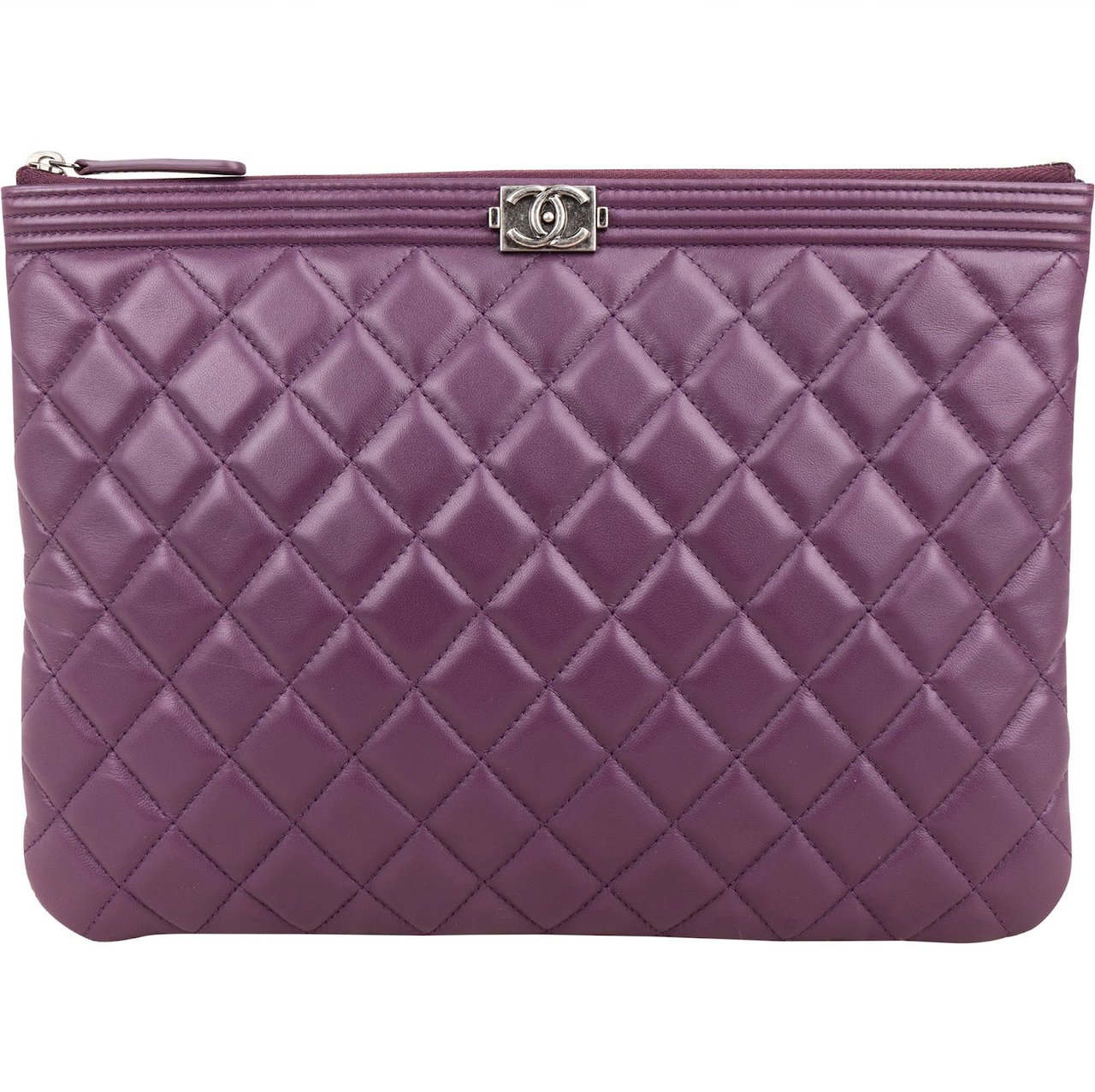 Chanel Quilted Lambskin CC Boy Clutch Paars