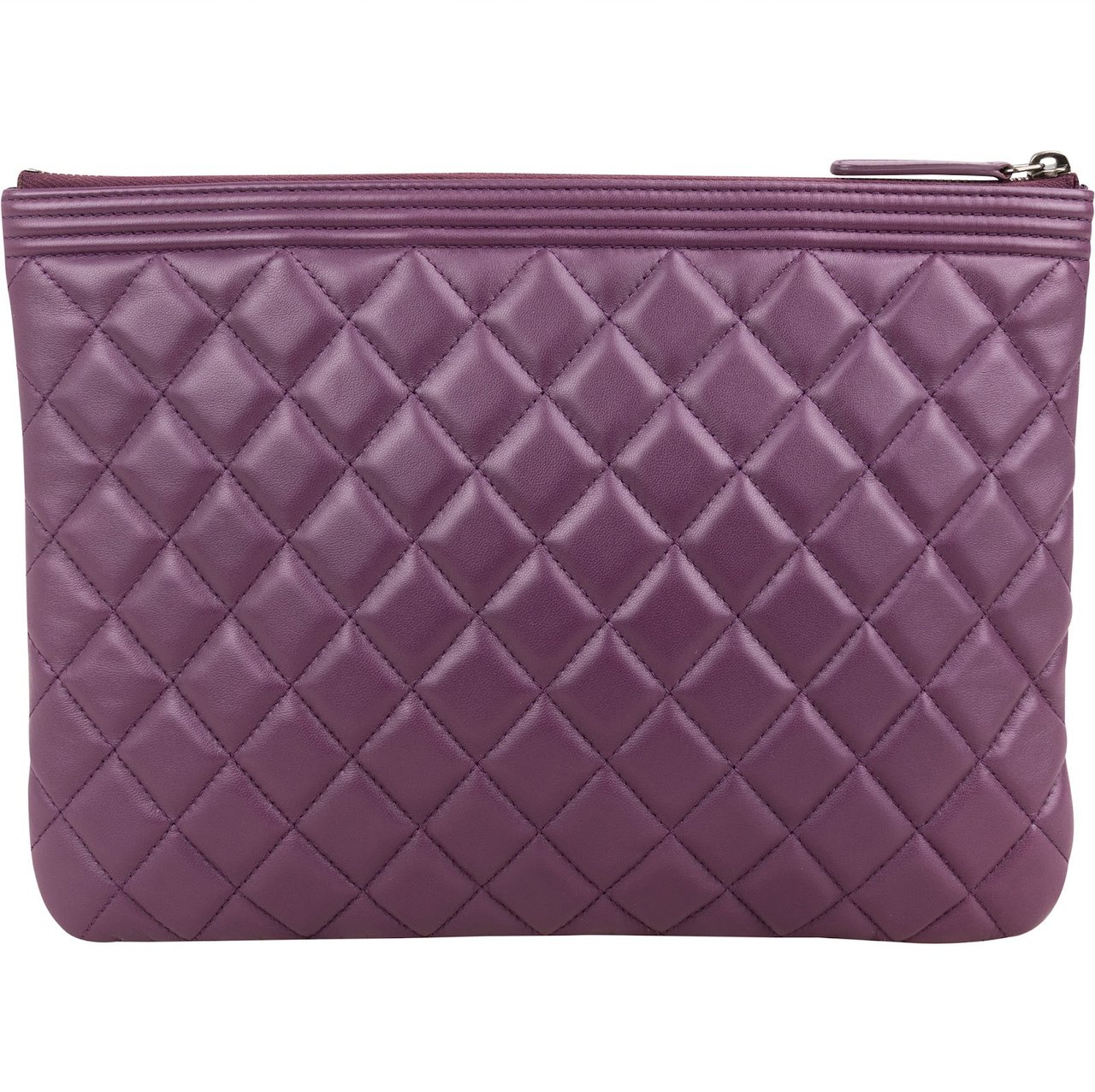 Chanel Quilted Lambskin CC Boy Clutch Paars