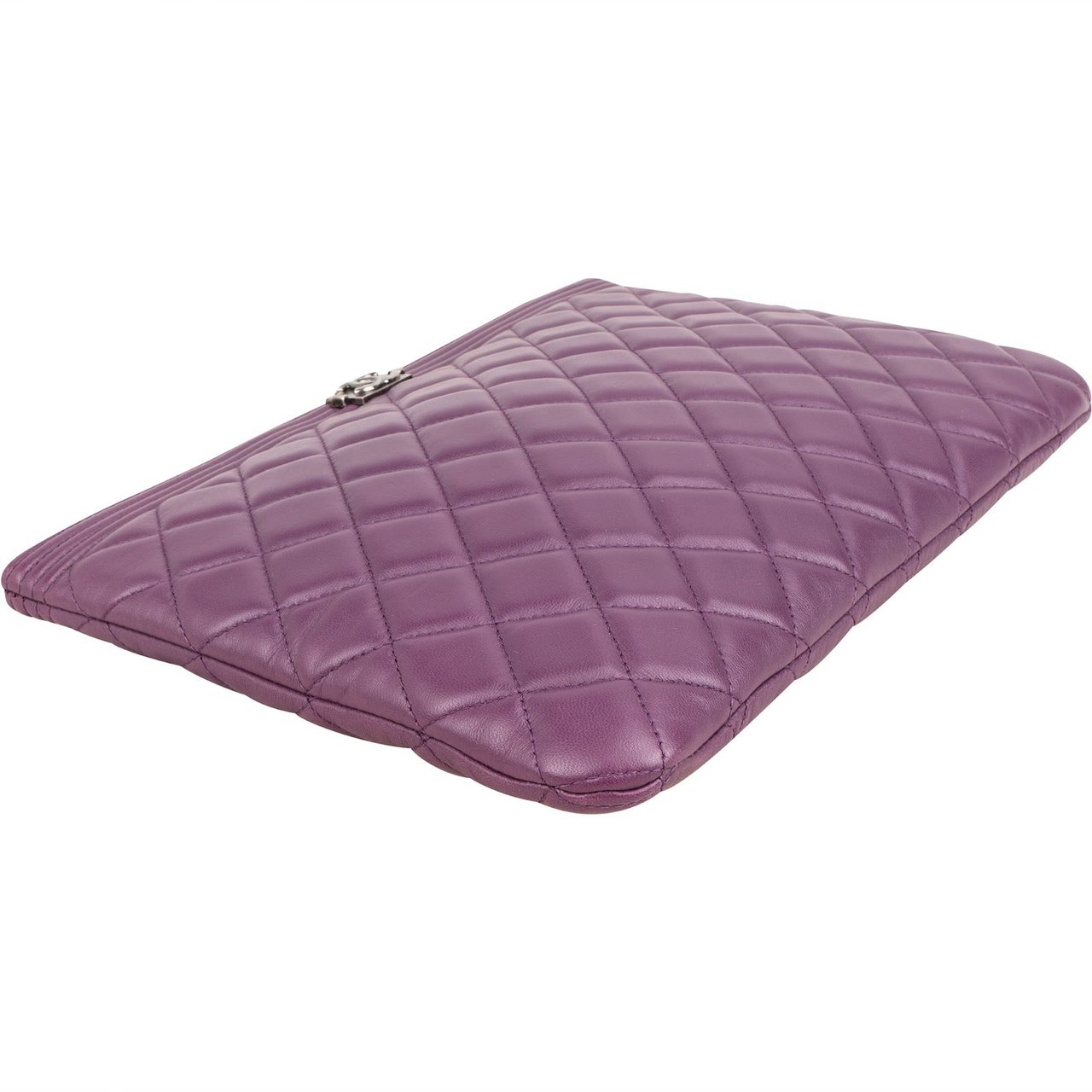 Chanel Quilted Lambskin CC Boy Clutch Paars