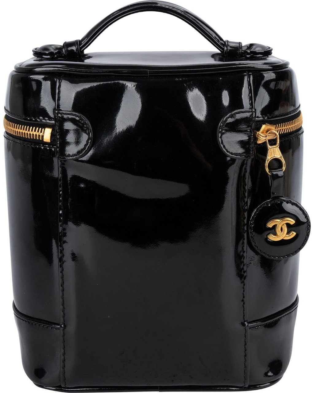 Chanel Patent Leather CC Vanity Case Handbag Zwart
