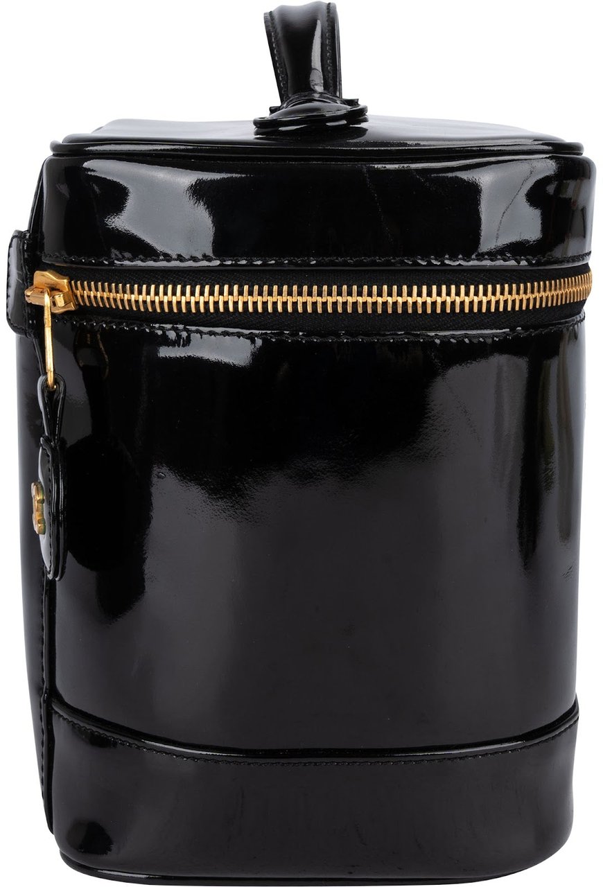 Chanel Patent Leather CC Vanity Case Handbag Zwart