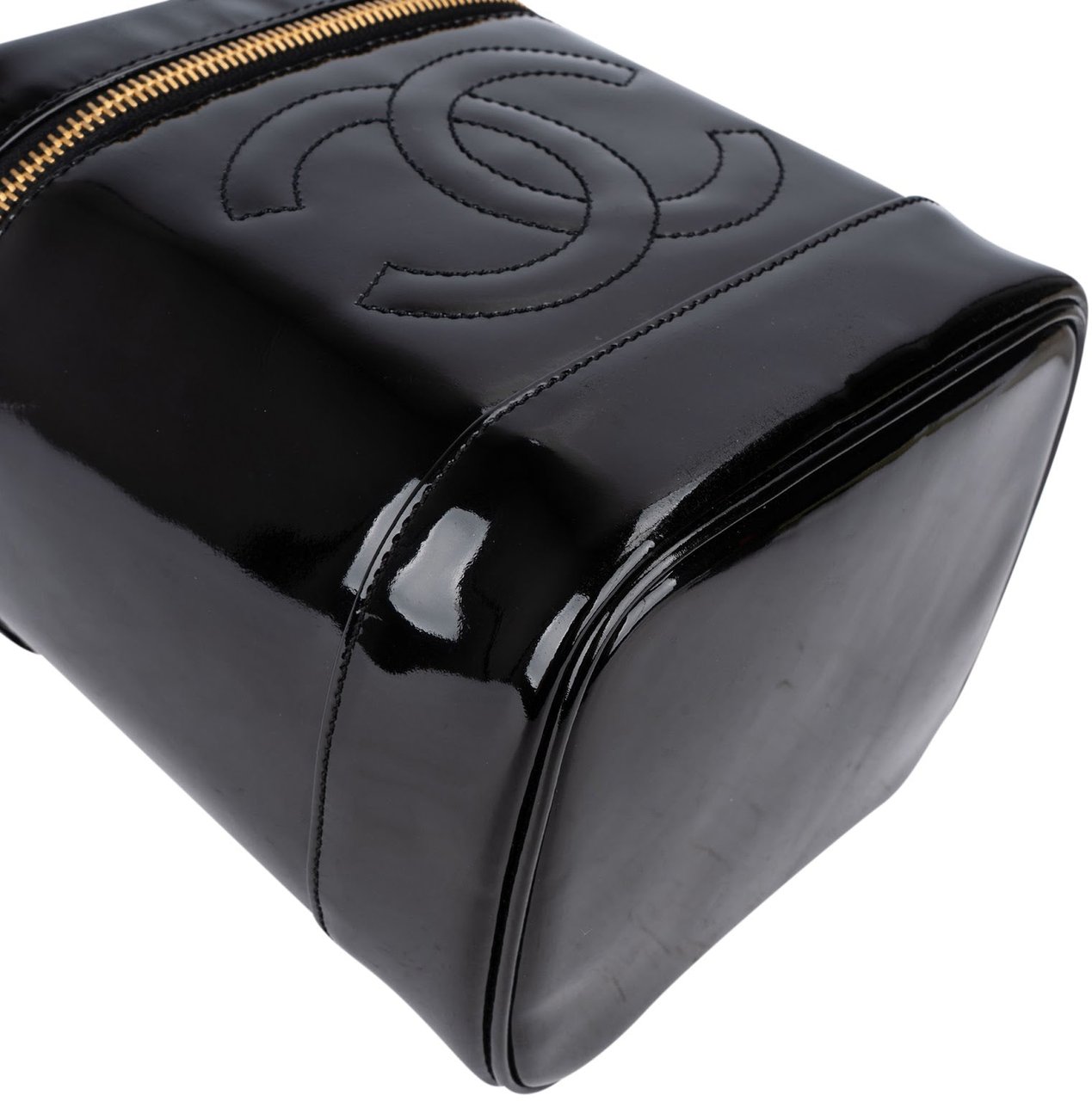 Chanel Patent Leather CC Vanity Case Handbag Zwart