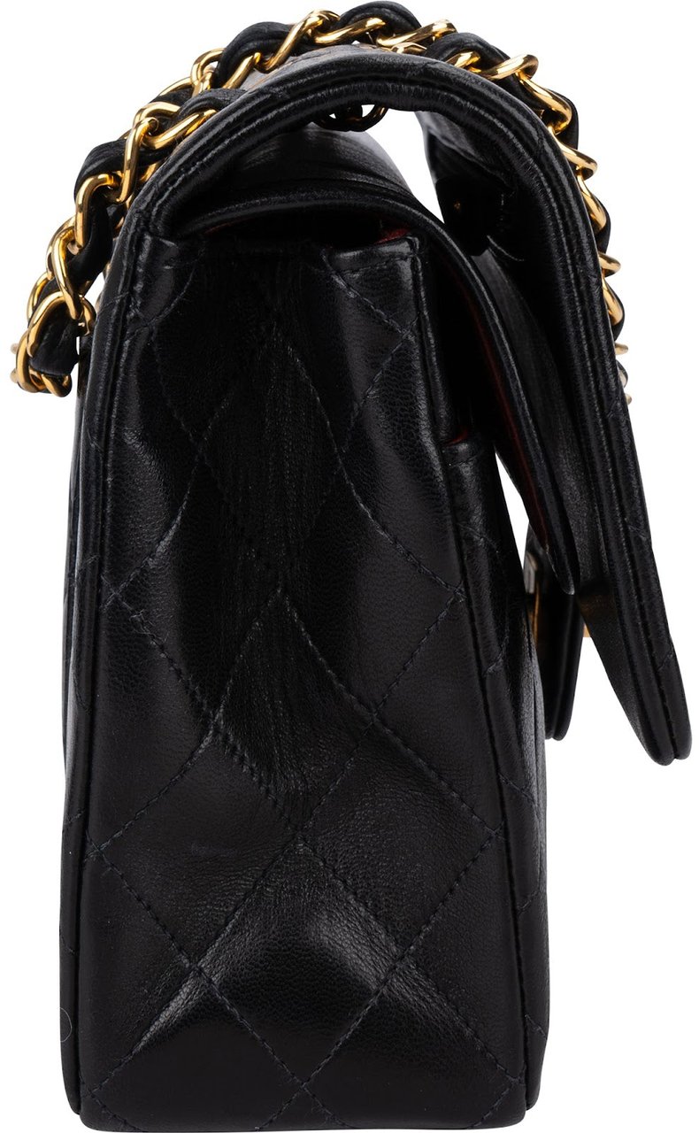 Chanel Quilted Lambskin 24K Gold Medium Double Flap Shoulder Bag Zwart