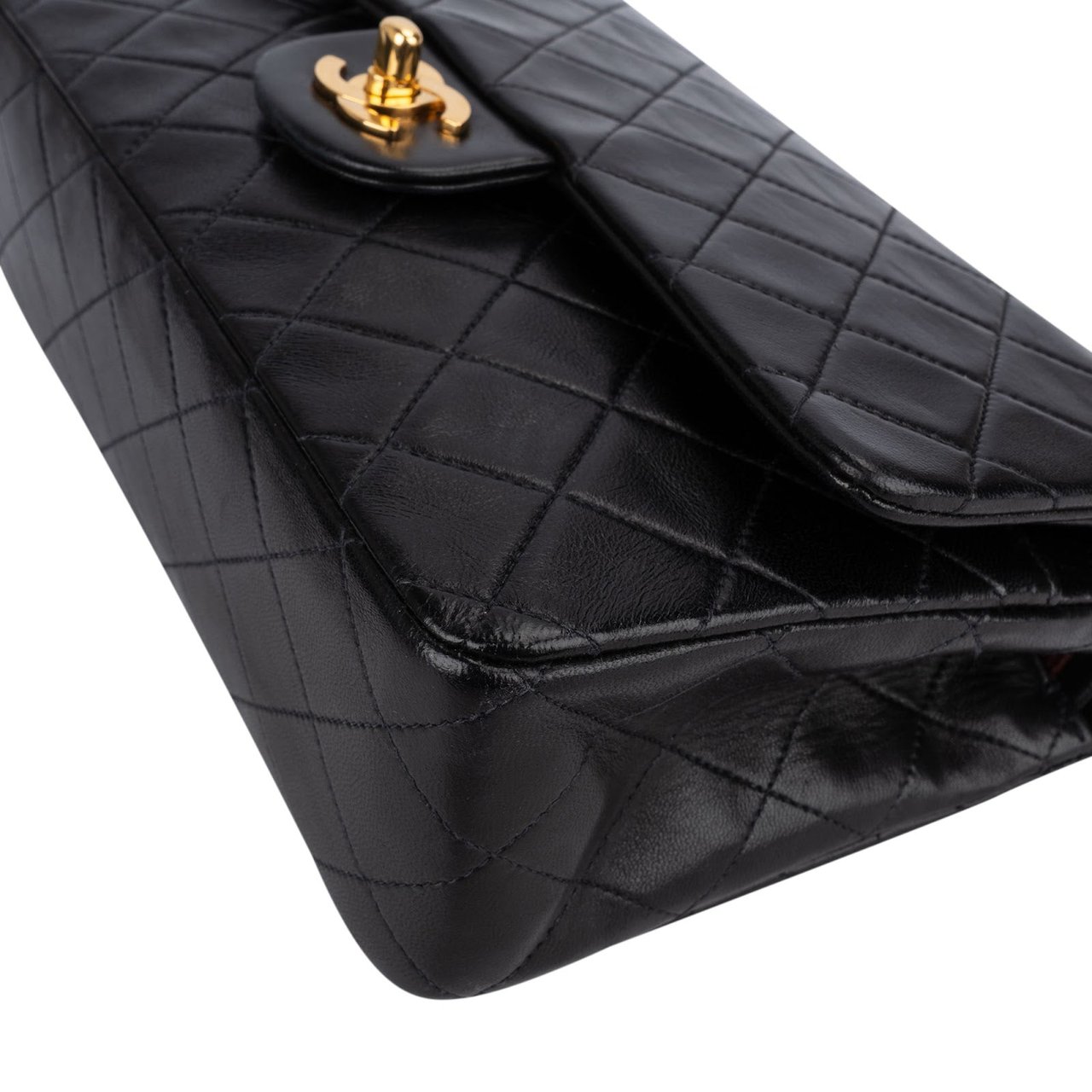 Chanel Quilted Lambskin 24K Gold Medium Double Flap Shoulder Bag Zwart