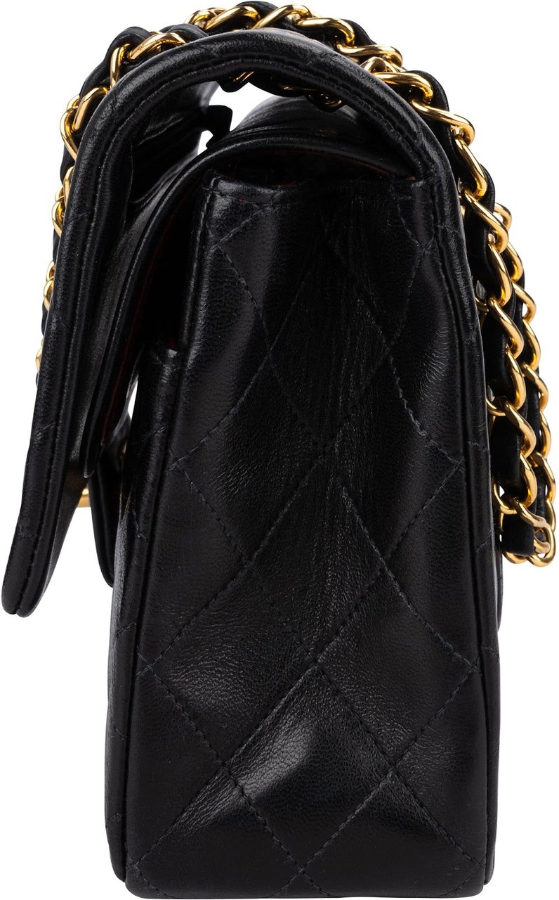 Chanel Quilted Lambskin 24K Gold Medium Double Flap Shoulder Bag Zwart