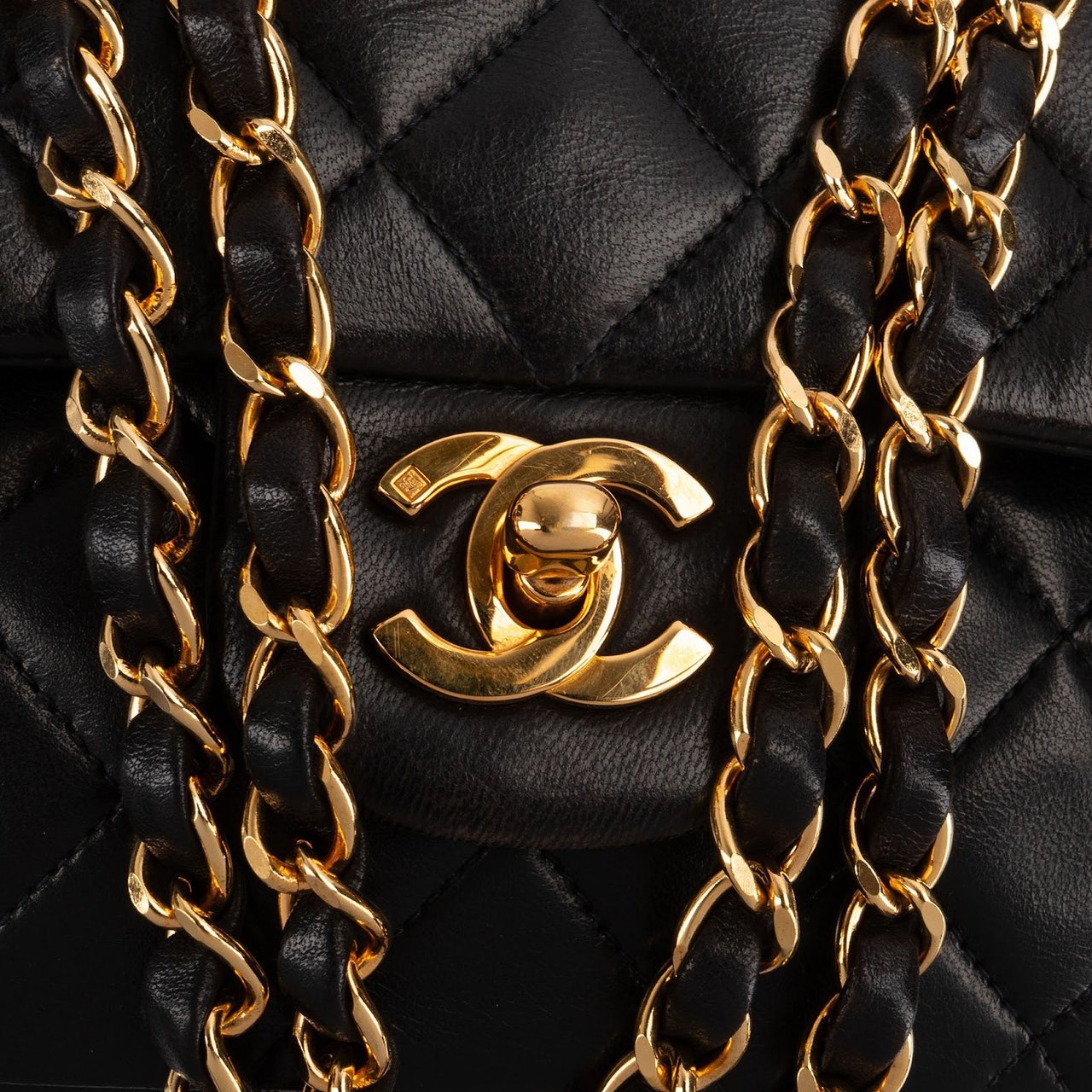 Chanel Quilted Lambskin 24K Gold Medium Double Flap Shoulder Bag Bruin
