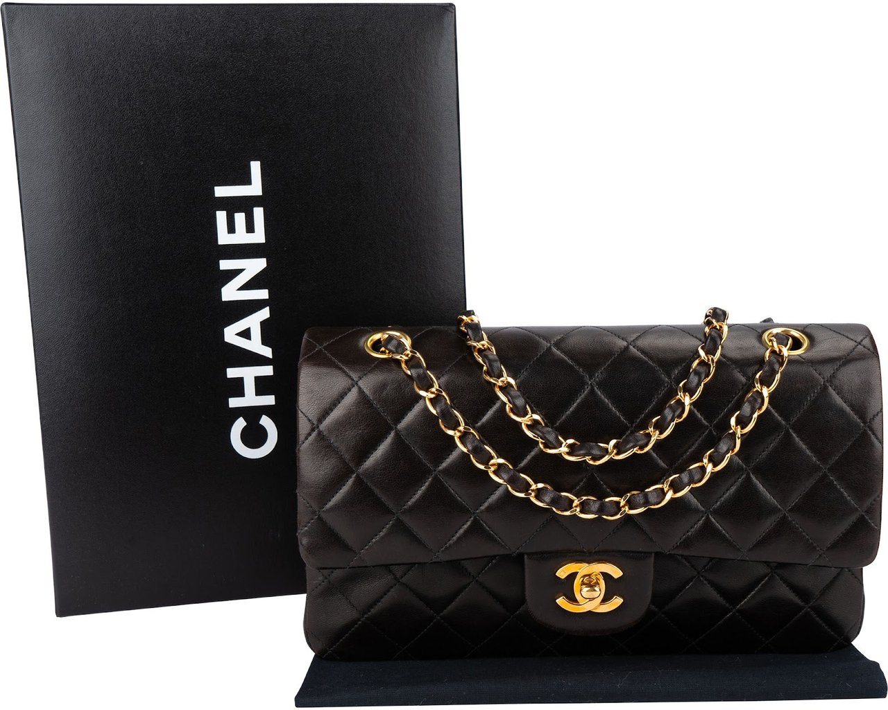 Chanel Quilted Lambskin 24K Gold Medium Double Flap Shoulder Bag Bruin