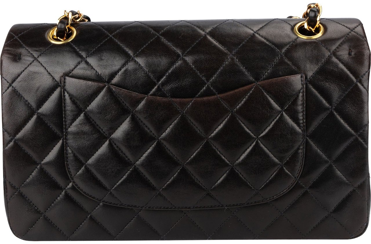 Chanel Quilted Lambskin 24K Gold Medium Double Flap Shoulder Bag Bruin