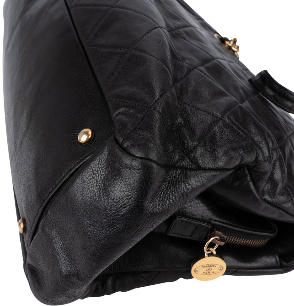Chanel Quilted Lambskin CC Crown Tote Shoulder Bag Zwart