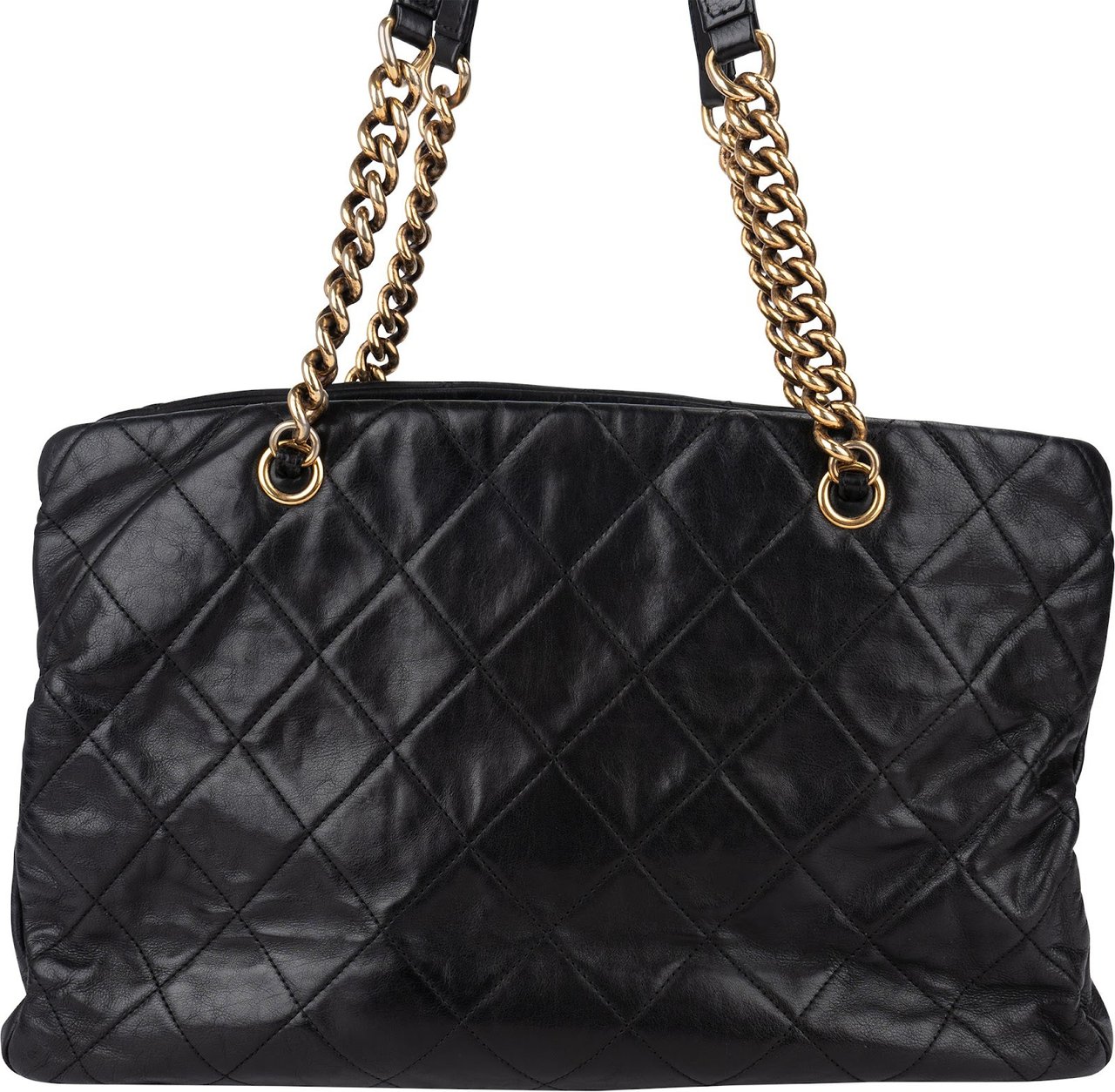 Chanel Quilted Lambskin CC Crown Tote Shoulder Bag Zwart