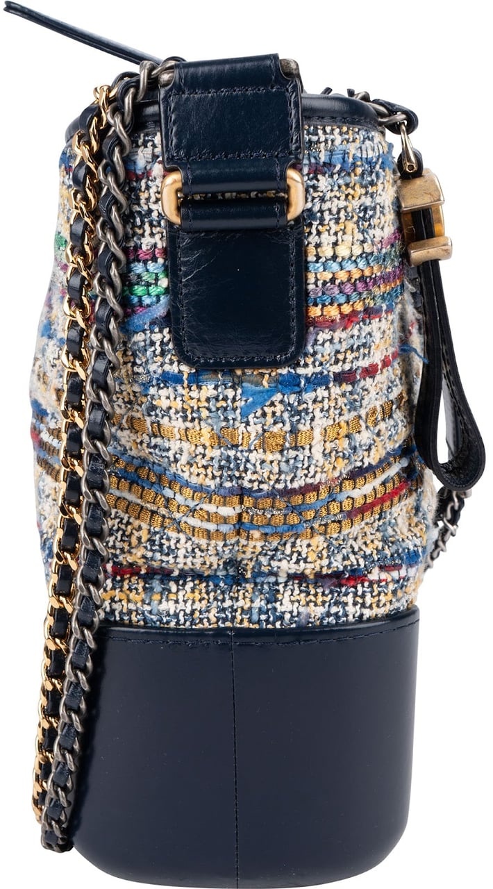 Chanel Tweed & Lambkin Gabrielle Crossbody Bag Blauw