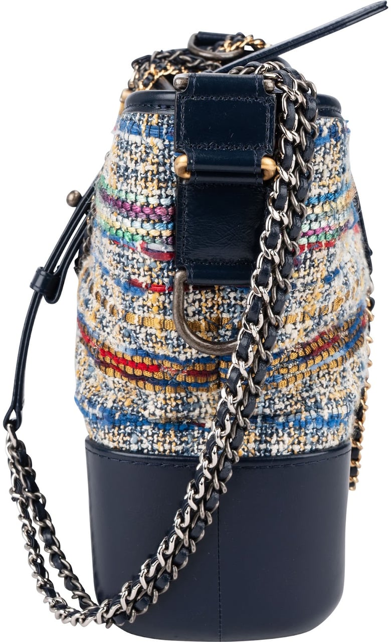 Chanel Tweed & Lambkin Gabrielle Crossbody Bag Blauw