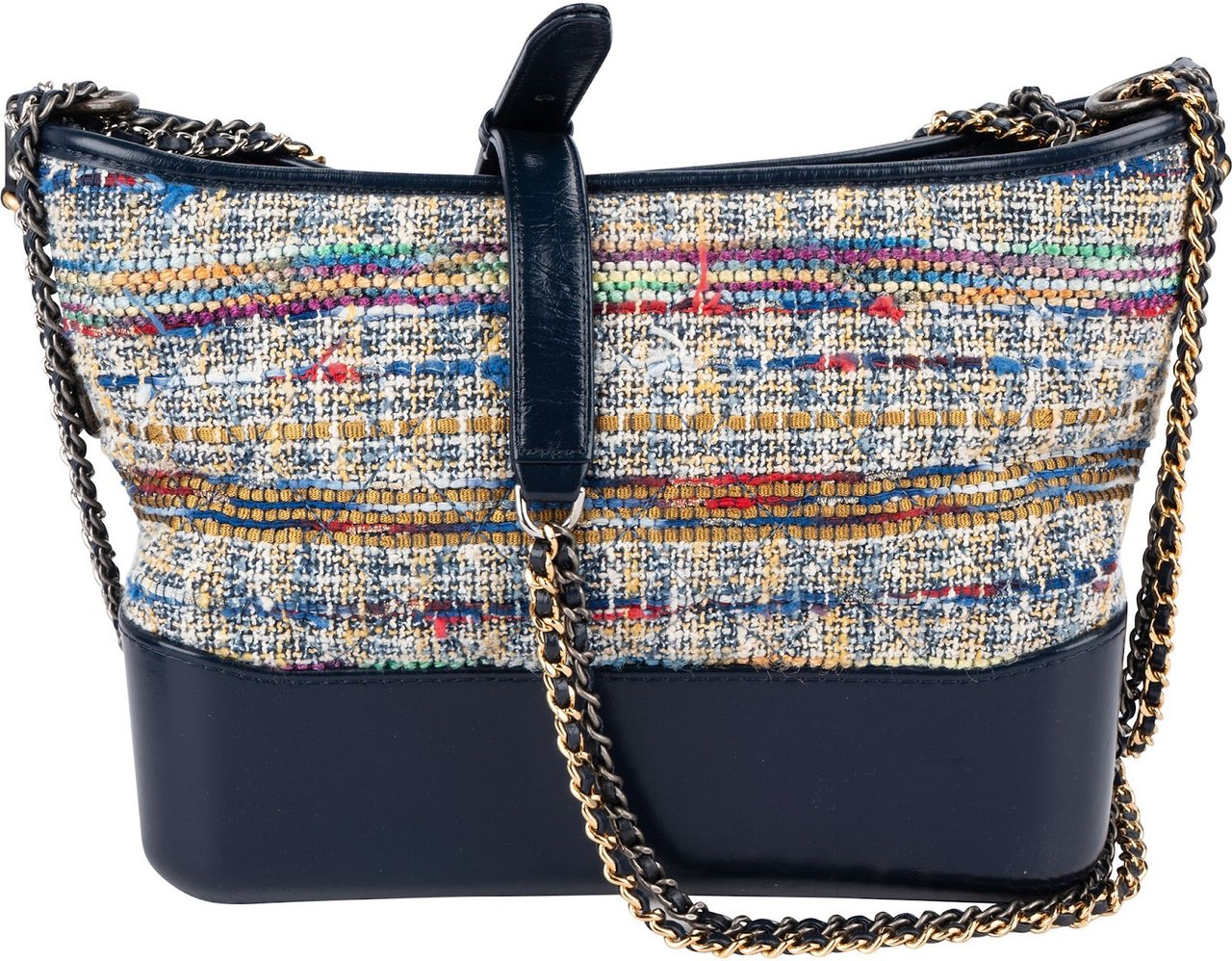 Chanel Tweed & Lambkin Gabrielle Crossbody Bag Blauw