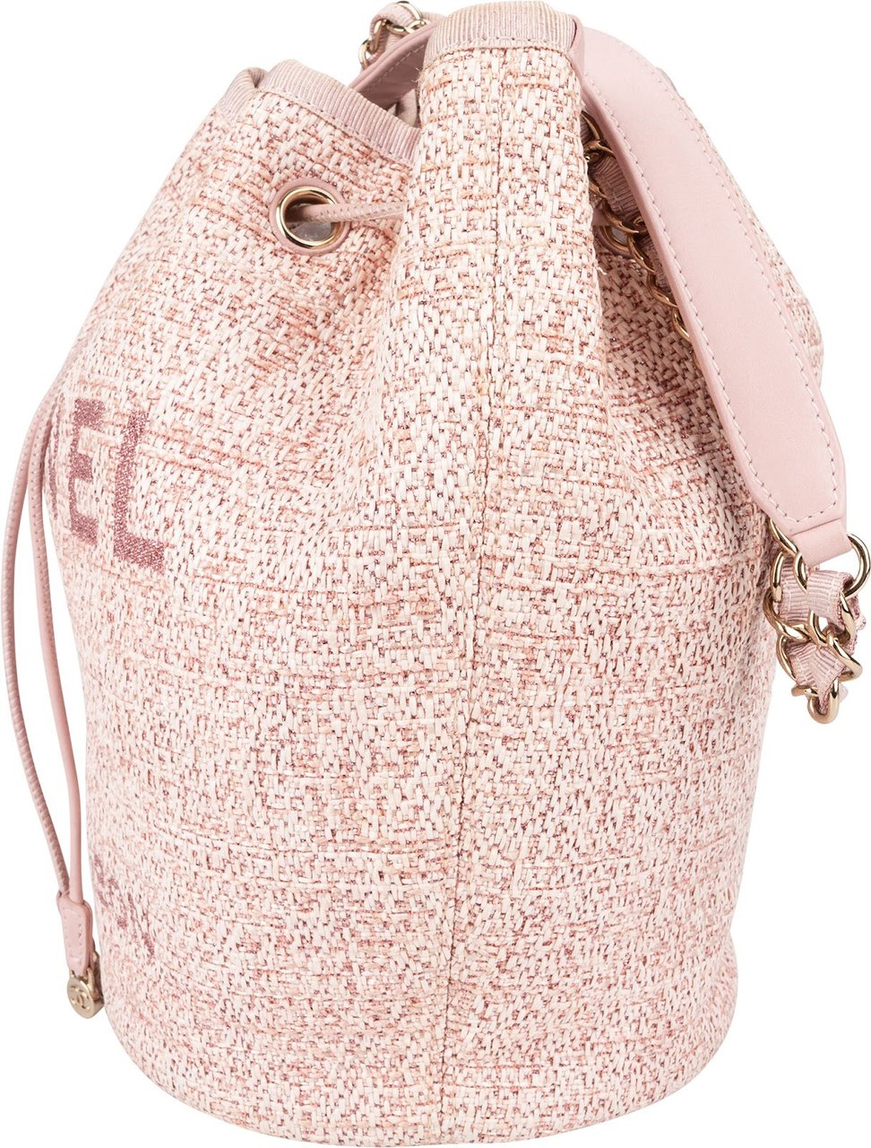 Chanel Glitter Woven Tweed 31 Rue Cambon Deauville Drawstring Bucket Shoulder Bag Rood