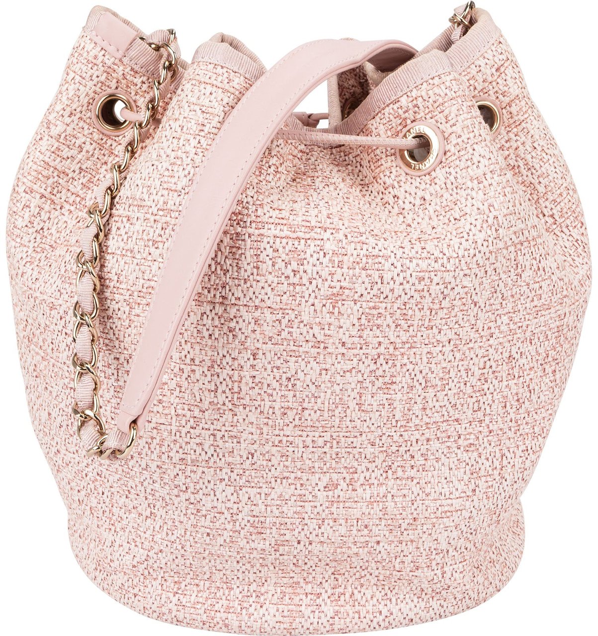Chanel Glitter Woven Tweed 31 Rue Cambon Deauville Drawstring Bucket Shoulder Bag Rood