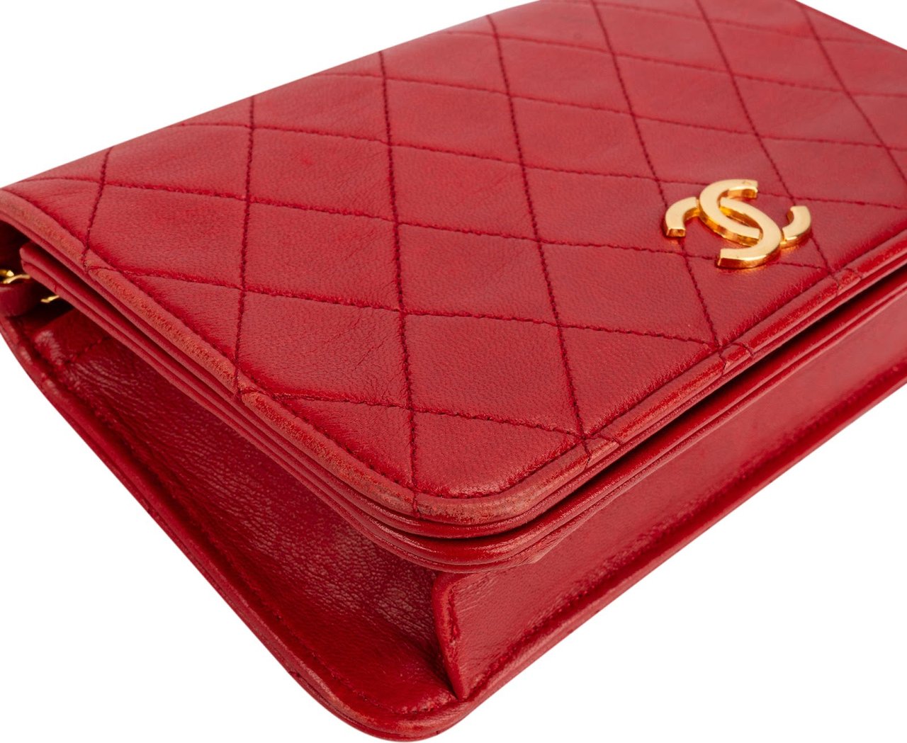 Chanel Quilted Lambskin 24K Gold Mini Single Flap Shoulder Bag Rood
