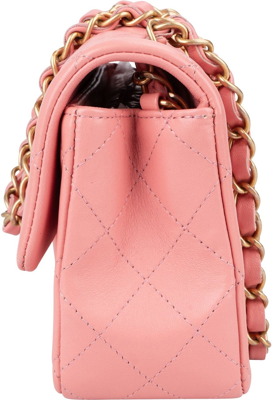 Chanel Quilted Lambskin Mini Rectangular Single Flap Crossbody Bag Rood