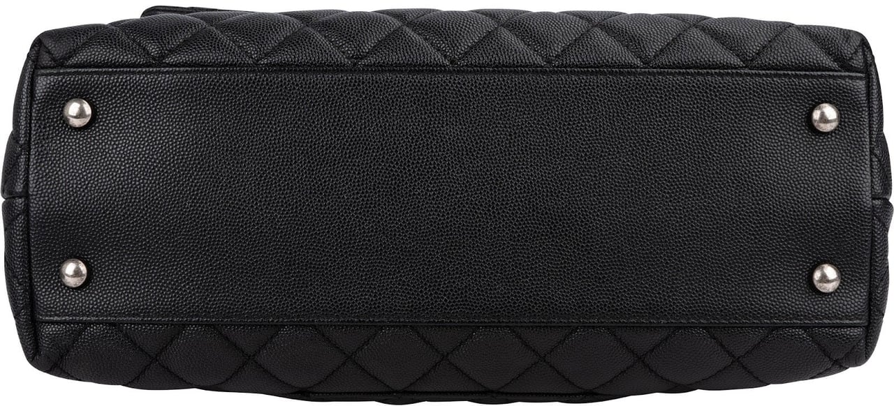 Chanel Quilted Caviar Leather Palladium Coco Handle Single Flap Handbag Zwart