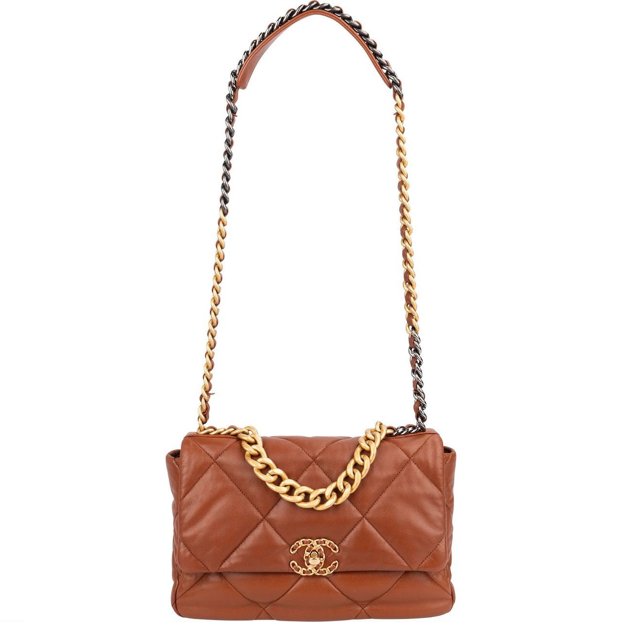 Chanel 19 Quilted Lambskin Single Flap Crossbody Bag Bruin