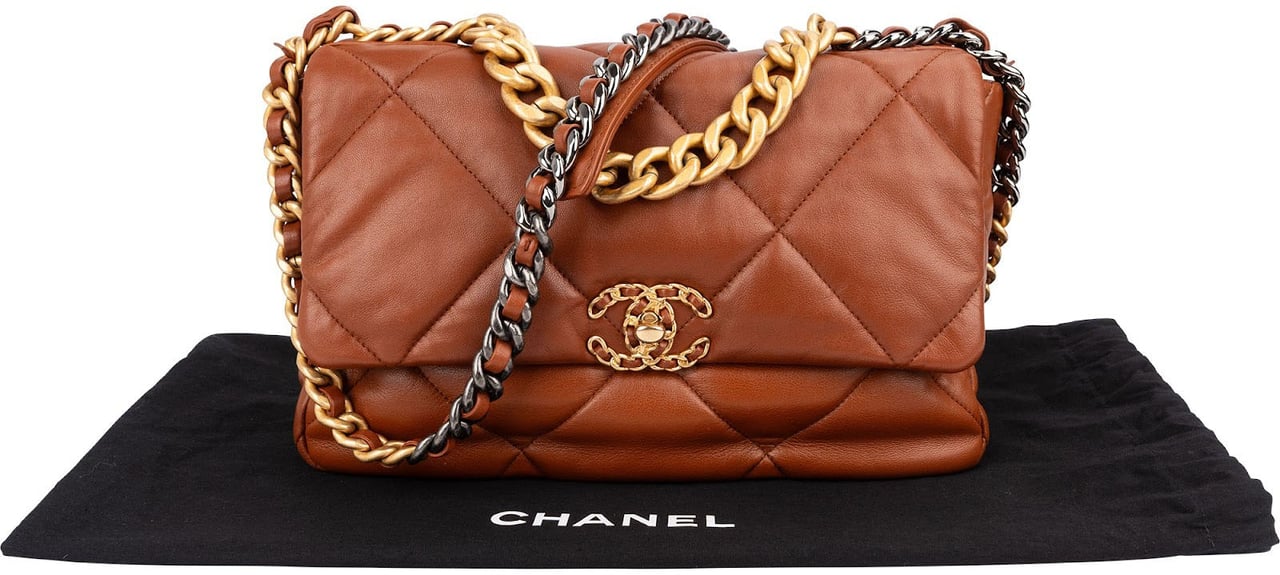 Chanel 19 Quilted Lambskin Single Flap Crossbody Bag Bruin
