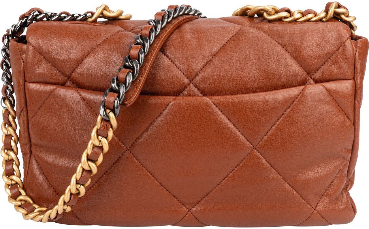 Chanel 19 Quilted Lambskin Single Flap Crossbody Bag Bruin