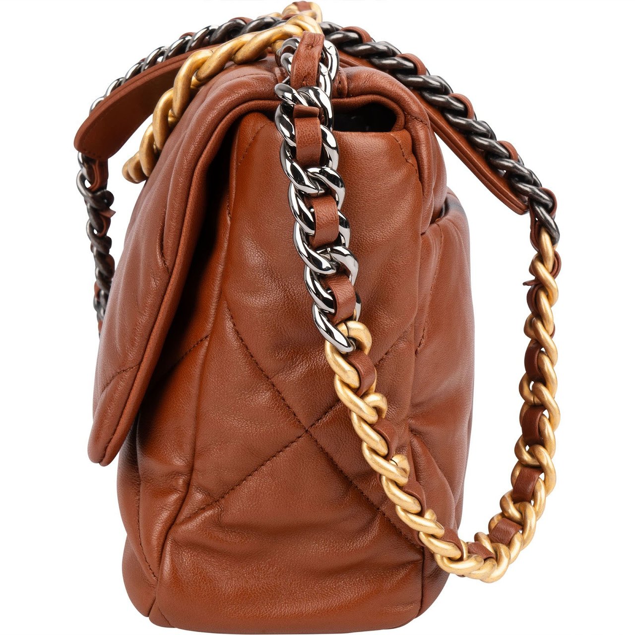Chanel 19 Quilted Lambskin Single Flap Crossbody Bag Bruin