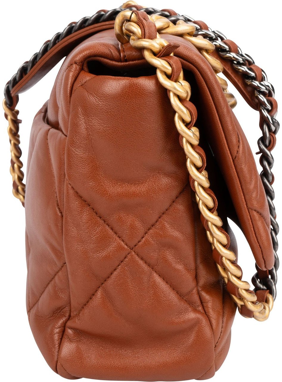 Chanel 19 Quilted Lambskin Single Flap Crossbody Bag Bruin