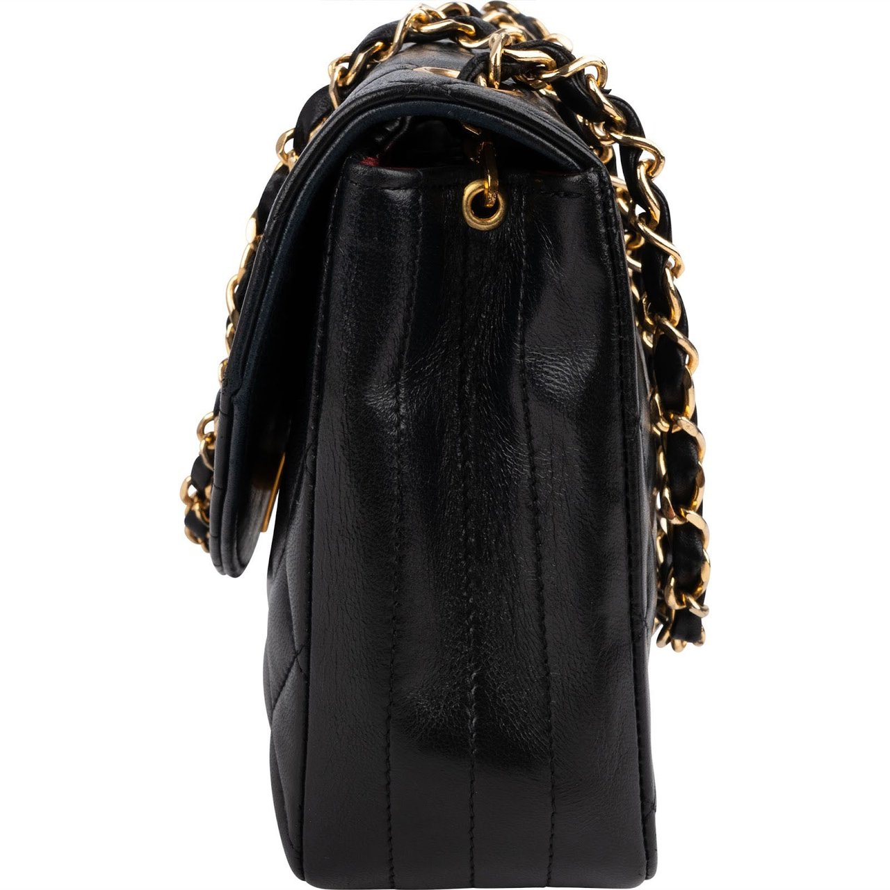 Chanel Quilted Lambskin 24K Gold Single Flap Crossbody Bag Zwart