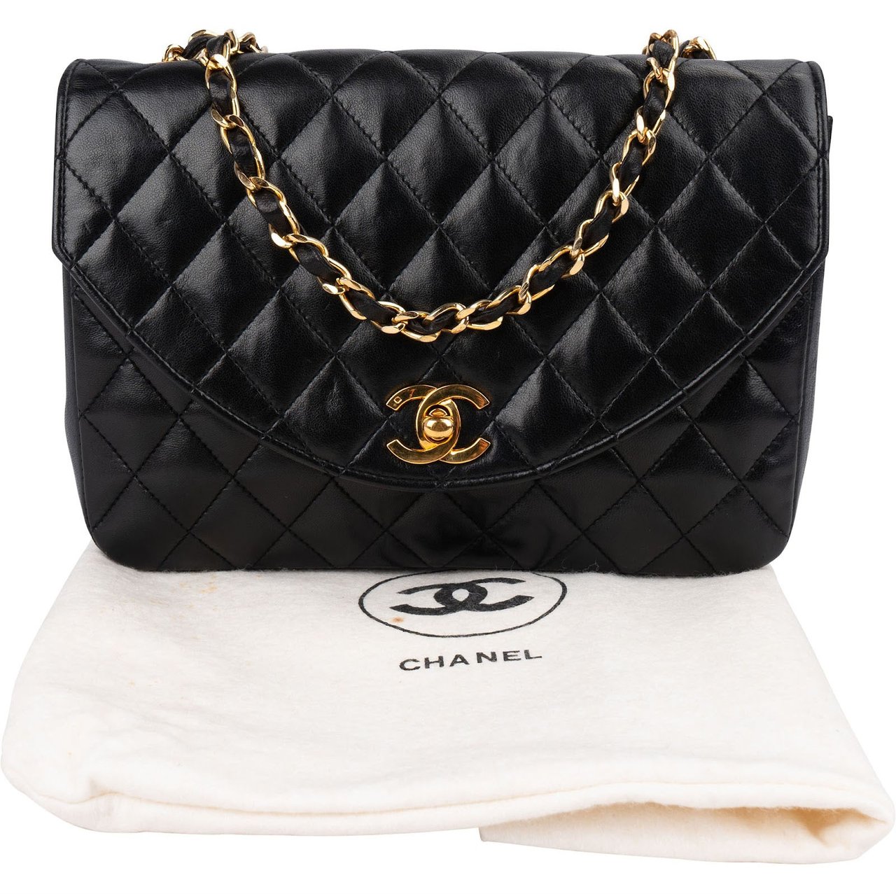Chanel Quilted Lambskin 24K Gold Single Flap Crossbody Bag Zwart
