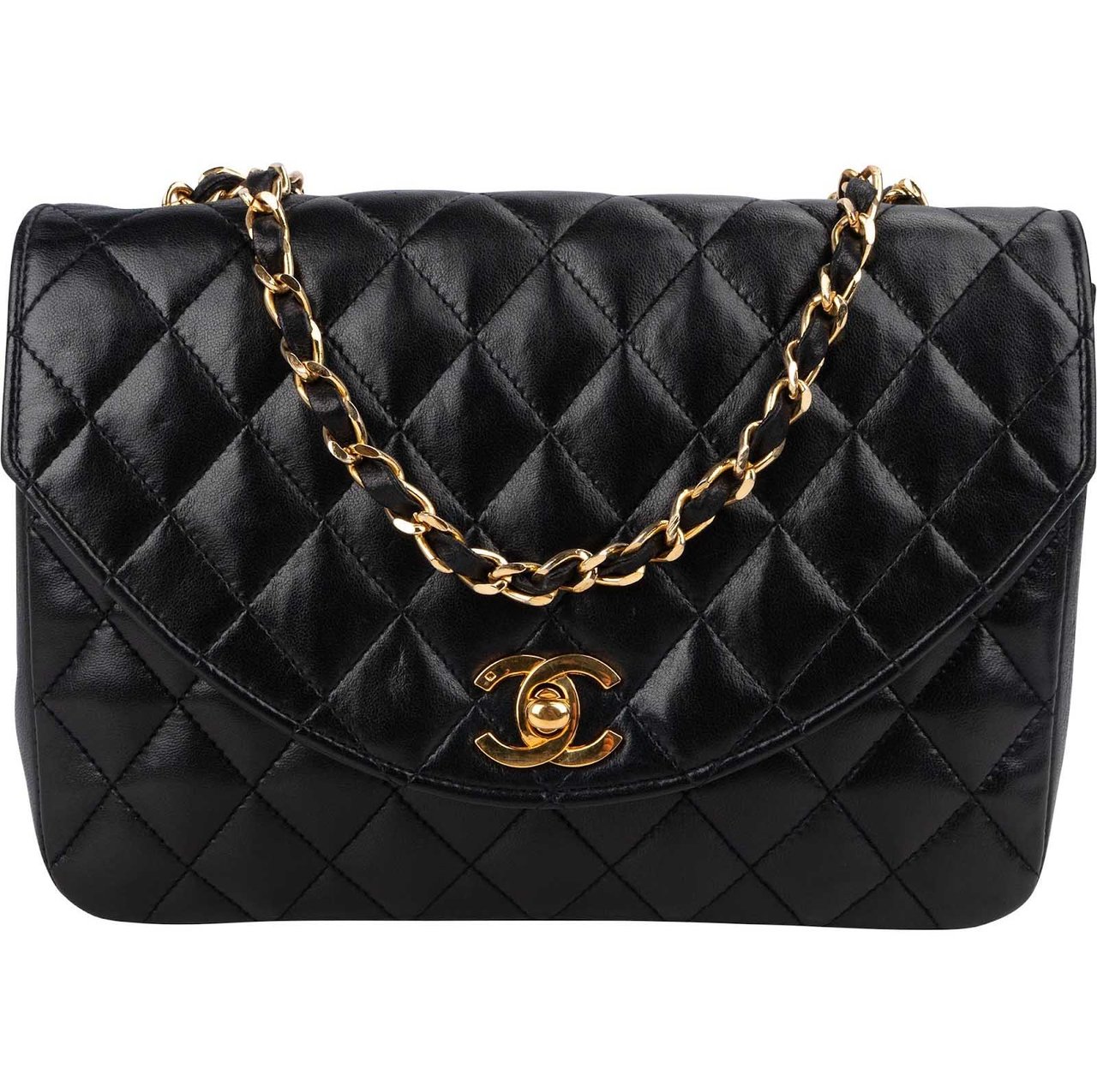 Chanel Quilted Lambskin 24K Gold Single Flap Crossbody Bag Zwart